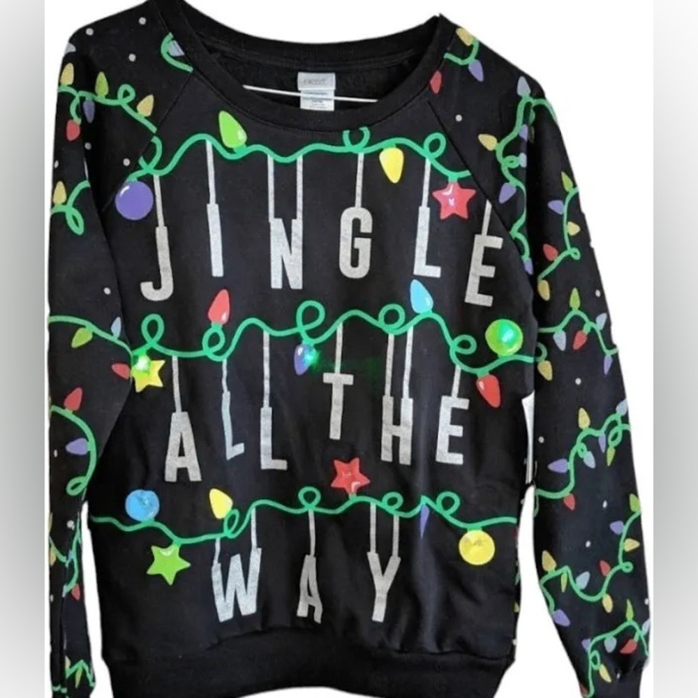 Freeze Jingle All Way Christmas Sweatshirt Led Flashing Light - Picture 2 of 7